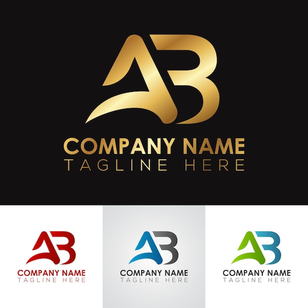 Golden metallic ab letter logo design