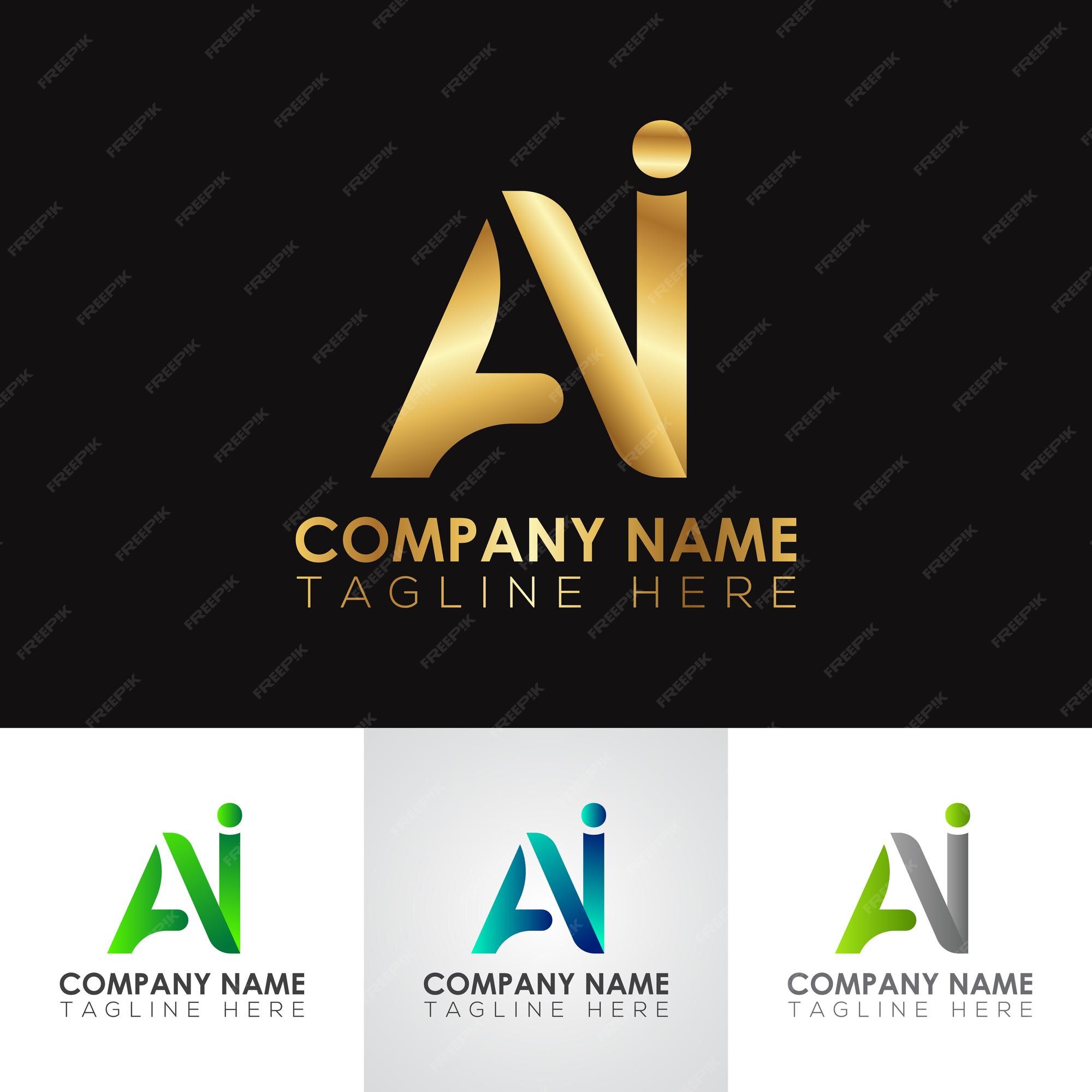 Premium Vector | Golden metallic ai letter logo design