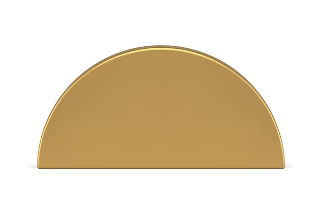 Golden metallic arch semicircle geometric minimalist shape vertical wall 3d template vector illustration Luxury glossy three dimensional platform tribune decorative design for exhibition display