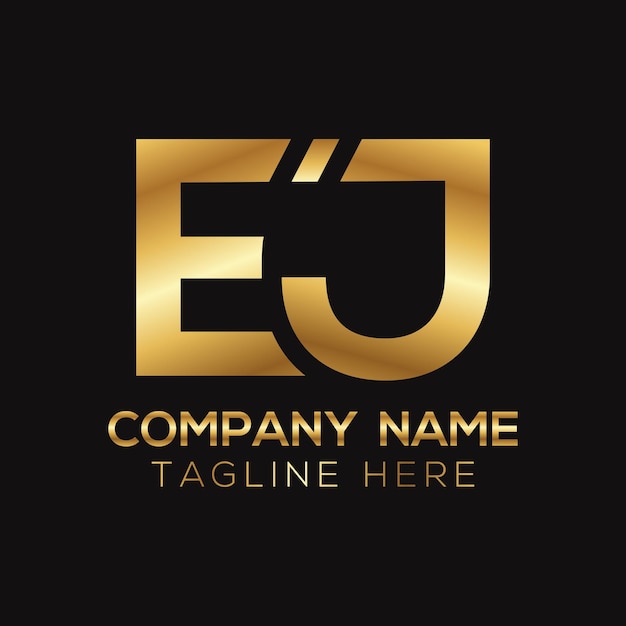 Golden metallic EJ letter logo designxA