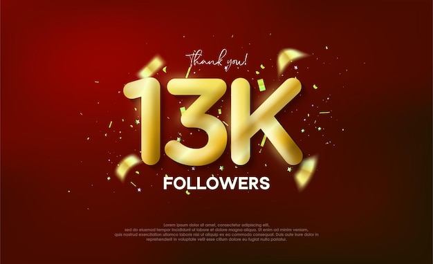 Golden metallic number thank you followers 13k