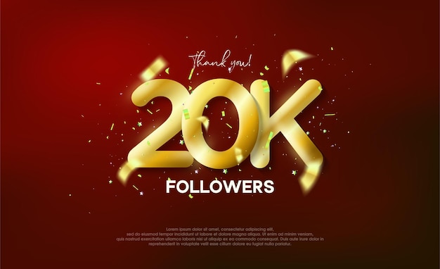 Golden metallic number thank you followers 20k