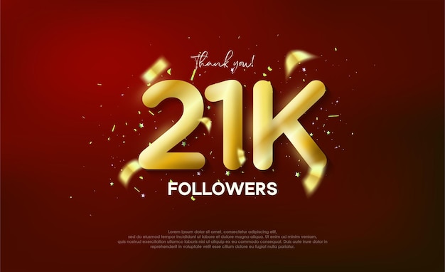 Golden metallic number thank you followers 21k