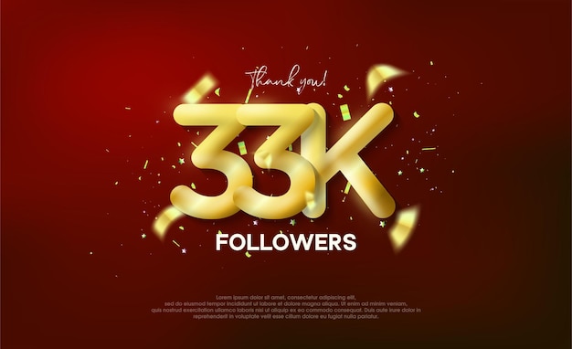 Vector golden metallic number thank you followers 33k