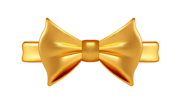 Vector golden metallic tied bow hairpin elegant luxury female accessory 3d icon realistic vector