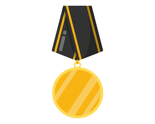 Golden military award commemorative medal or order for merit victory or champions with black ribbon