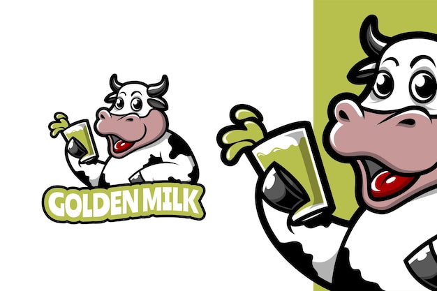 Golden milk - mascot logo template