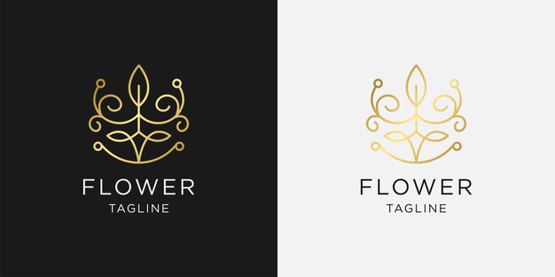 Dorato minimalista elegante foglia e fiore rosa logo