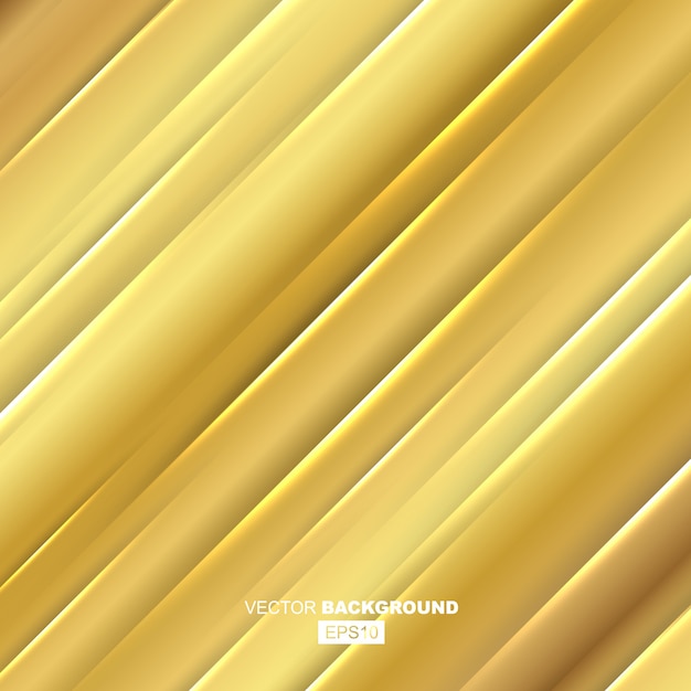 Vector golden modern fluid background composition with golden gradients and gold metal wavy line with shadow