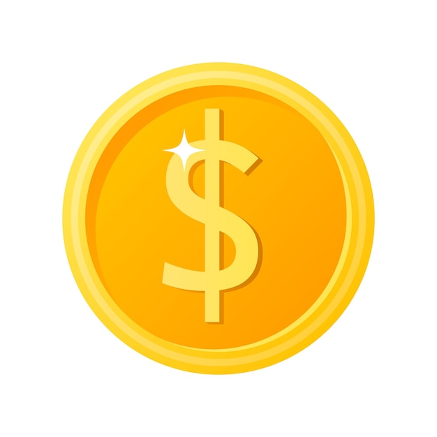 Golden money coin cartoon vector illustration isolated object