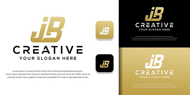 golden monogram initial J B letter logo template