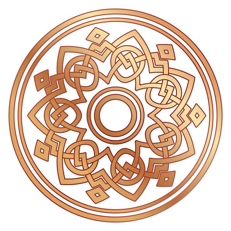 Vector golden monogram with abstract round decorative ornate pattern