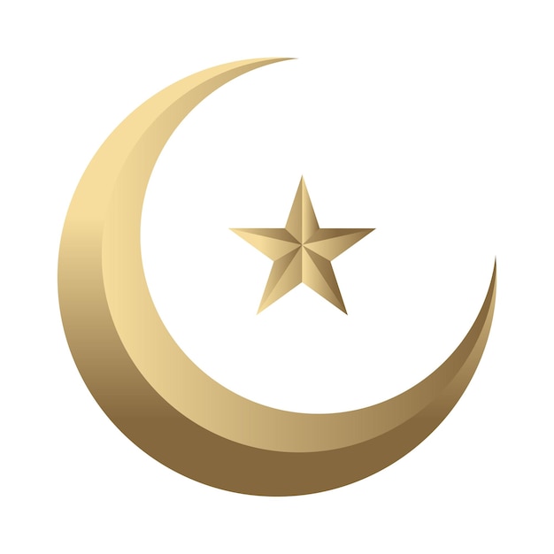 Vector golden moon of eid ramadan holy month isolated vector