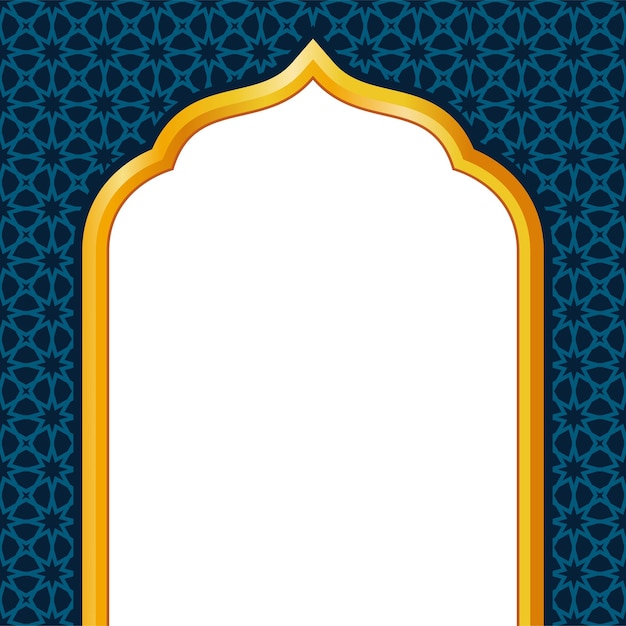 金色のモスクのドアと青いイスラム様式の背景