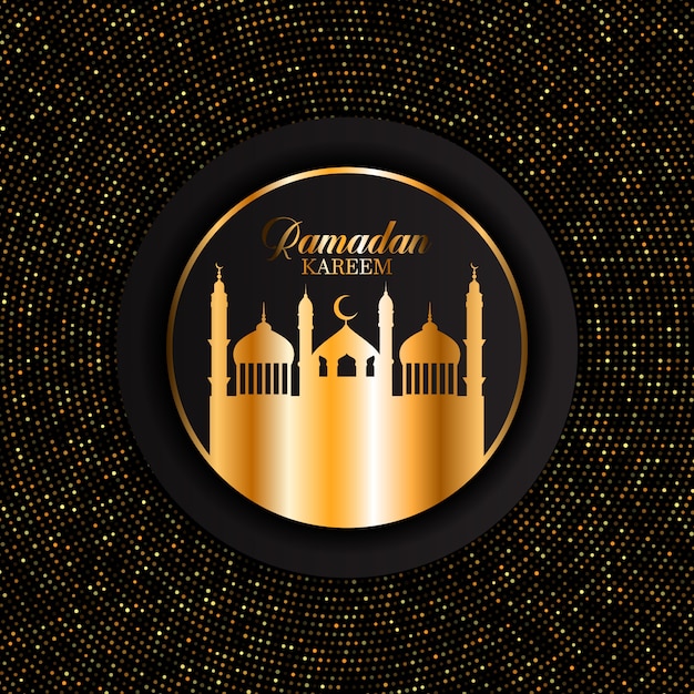 Vector golden mosque silhouette ramadan background