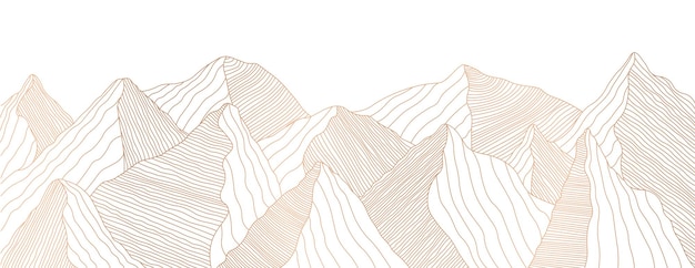 Vector golden mountain landscape of wavy lines