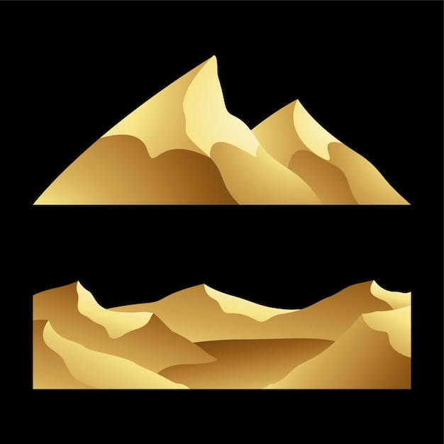 Vector golden mountains on a black background