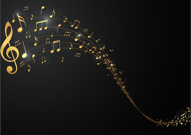 Vector golden music notes background