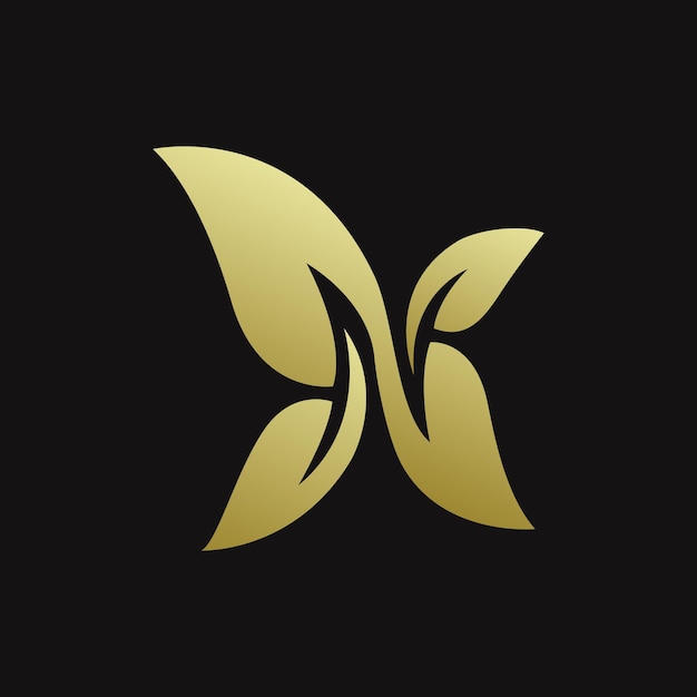 Golden N letter logo with black background