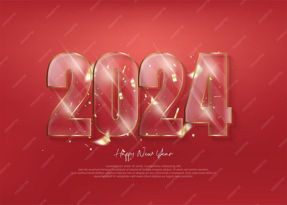 Premium Vector Golden new year 2024 on a strong red background