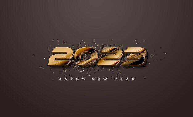 モダンで力強い数字の黄金の新年