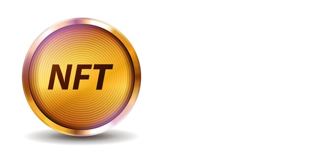 golden nft coin isolated