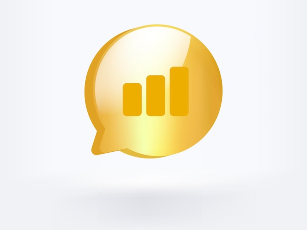 Golden notification message icon symbol social media communication vector design style 3d rendering.