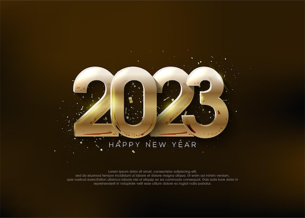 Golden number 2023 happy new year greeting for the celebration of the new year 2023