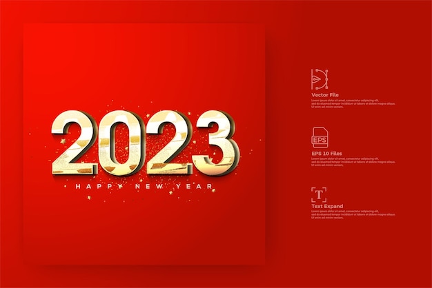 Golden number 2023 happy new year for greetings card