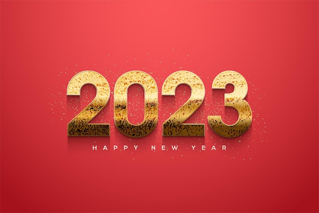 Golden number 2023 happy new year for greetings card