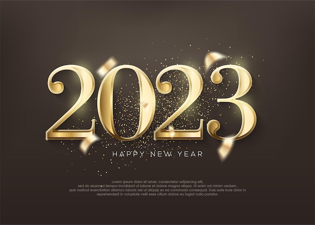 Golden number 2023 shiny luxury 2023 new year greetings