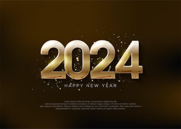 Golden number 2024 happy new year greeting for the celebration of the new year 2024