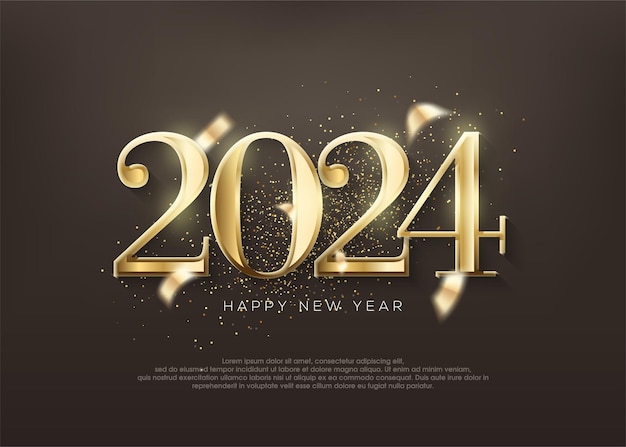 Golden number 2024 shiny luxury 2024 new year greetings