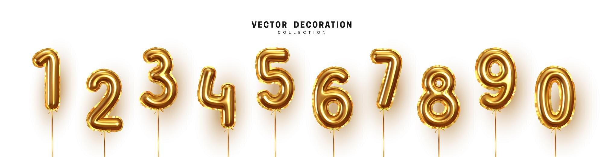 Free Vector  Golden numbers set 3d realistic metal golden font number  1234567890 decoration for banner cover birthday or anniversary party  invitation design