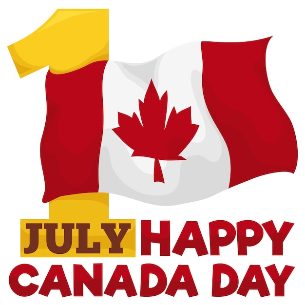Золотой номер один и флаг в ознаменование Дня Канады