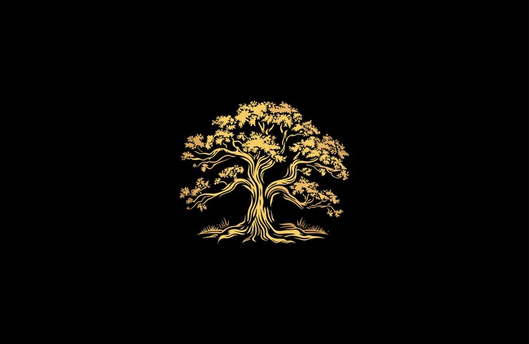 Vector golden oak tree vintage design vector illustration