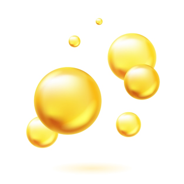 Vector golden oil bubbles