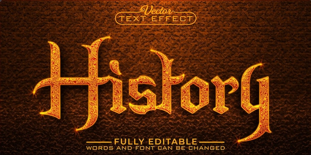 Golden old history vector editable text effect template