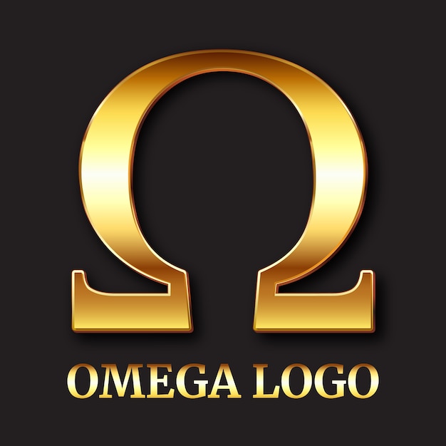 Modello di logo simbolo omega d'oro