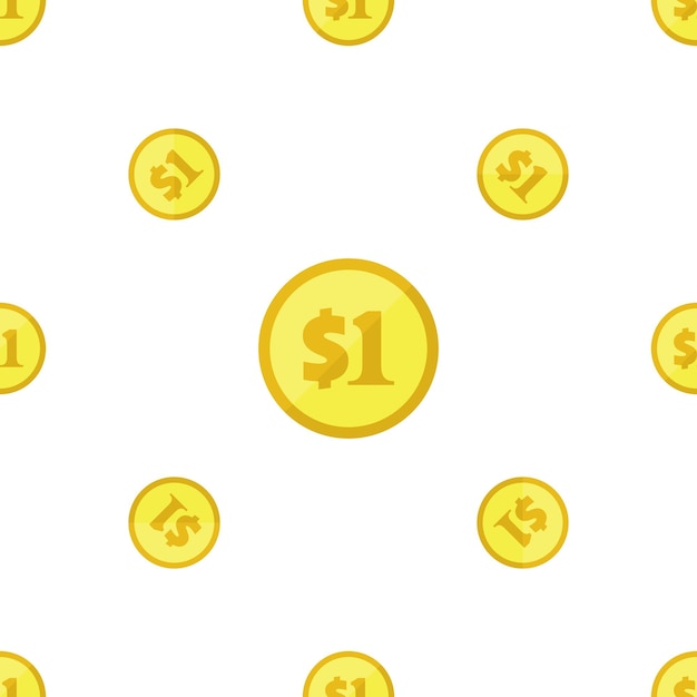 Golden One Dollar Coins Seamless Pattern