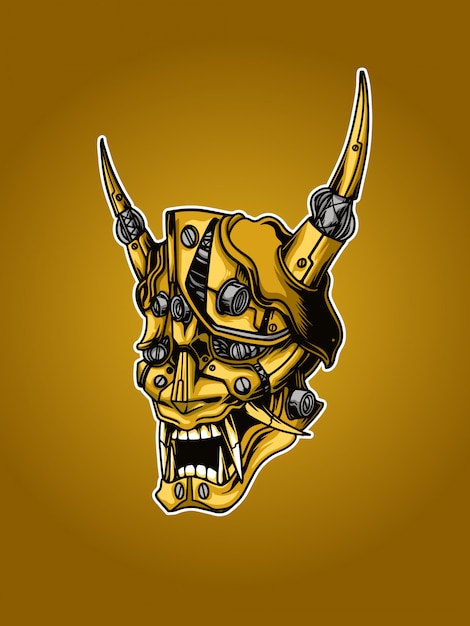 golden oni mask illustration