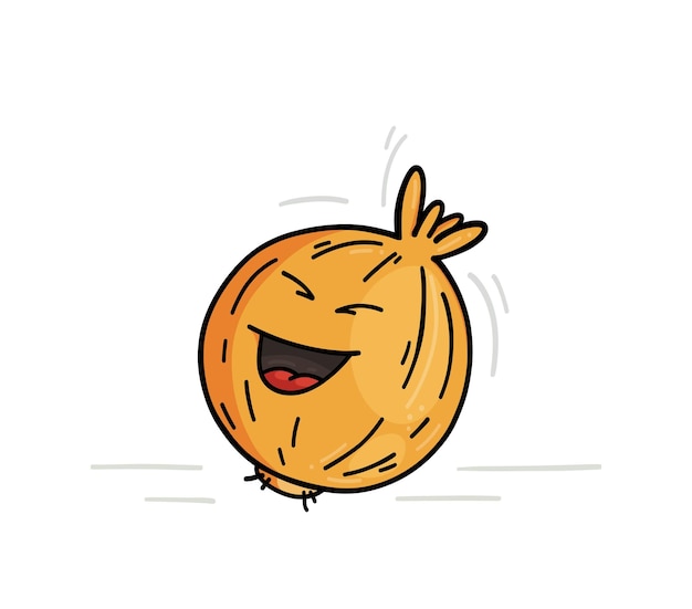 Vector golden onion laughing against a white background. vector illustration.