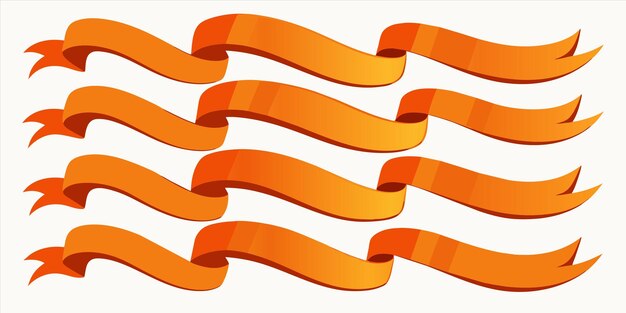 Vector golden orange color flat vector ribbon set for use anywhere