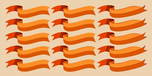 golden orange color flat vector ribbon set for use anywhere