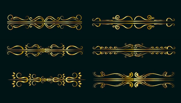 Vector golden ornament collection premium