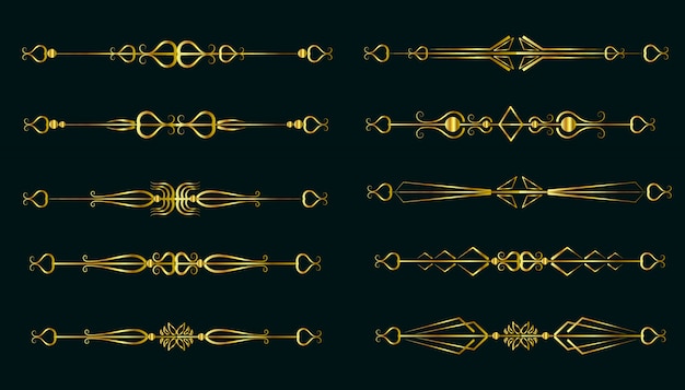 Vector golden ornament collection premium