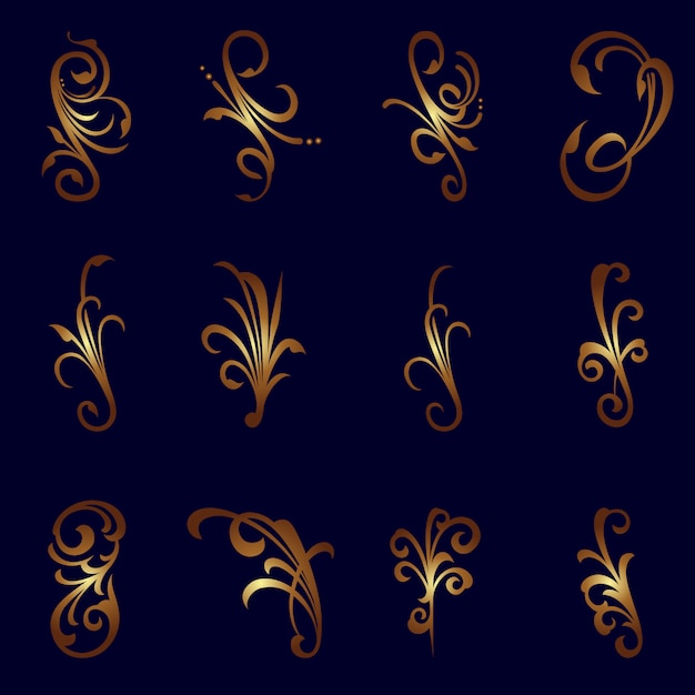 Vector golden ornament collection