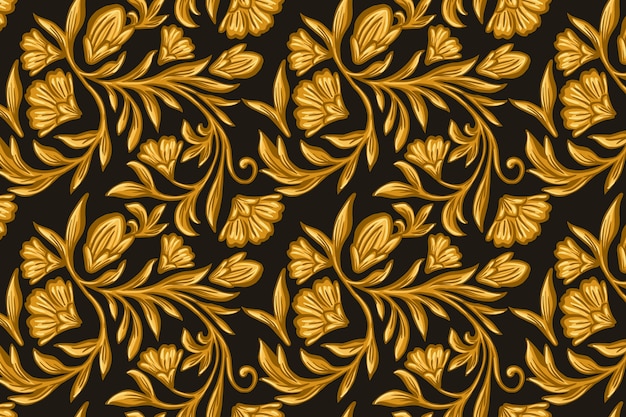 Vector golden ornamental floral background