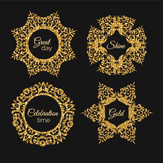 Golden ornamental frames collection