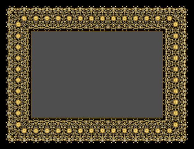 Golden ornamental rectangular border frame design vector on dark light brown color